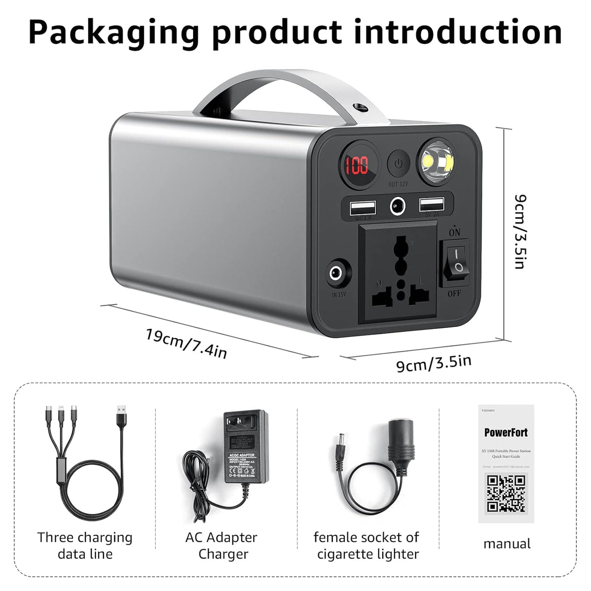 150WH Portable Power Station with Dual 110V AC Outlet F77048