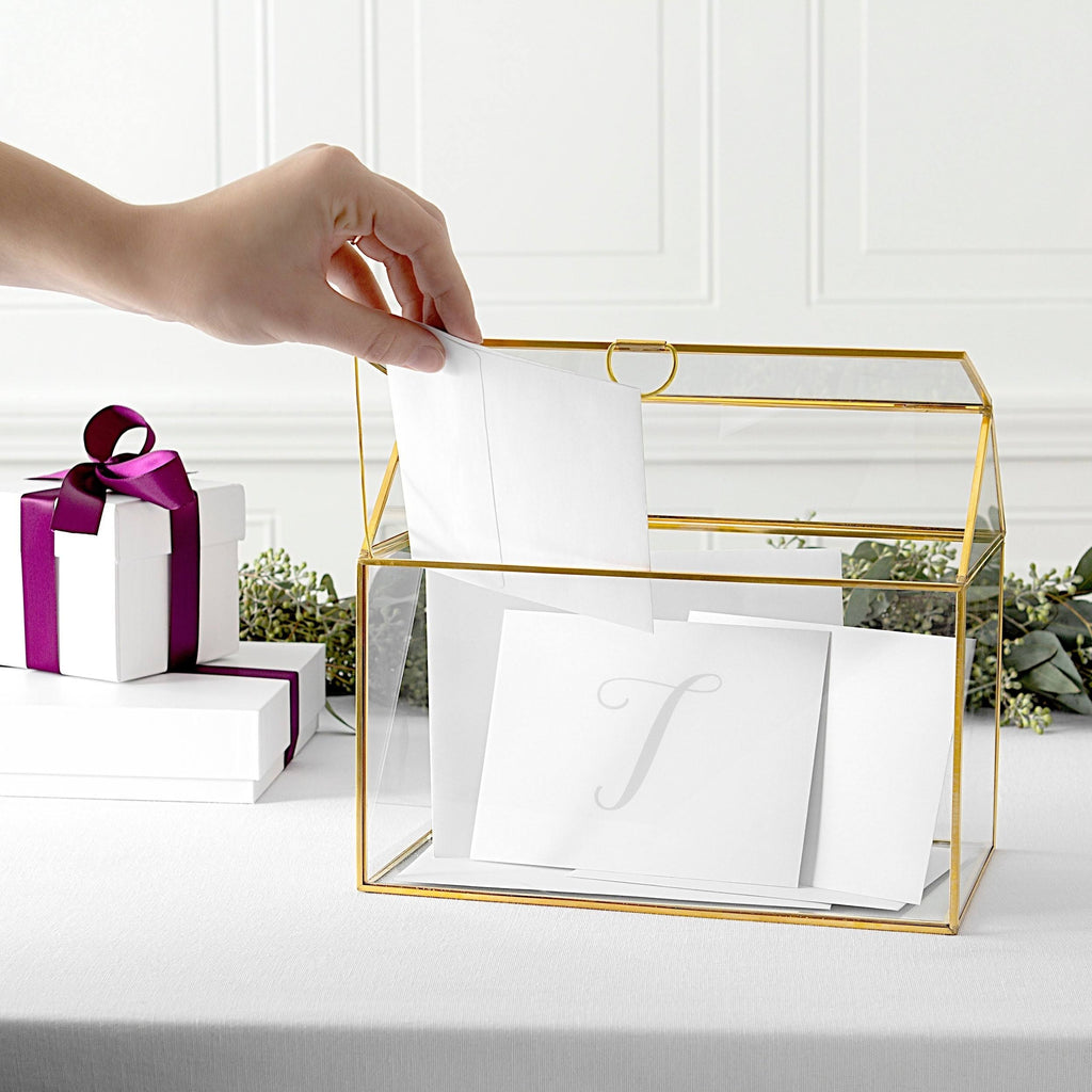 Gold Wedding Glass Terrarium Card Holder F499