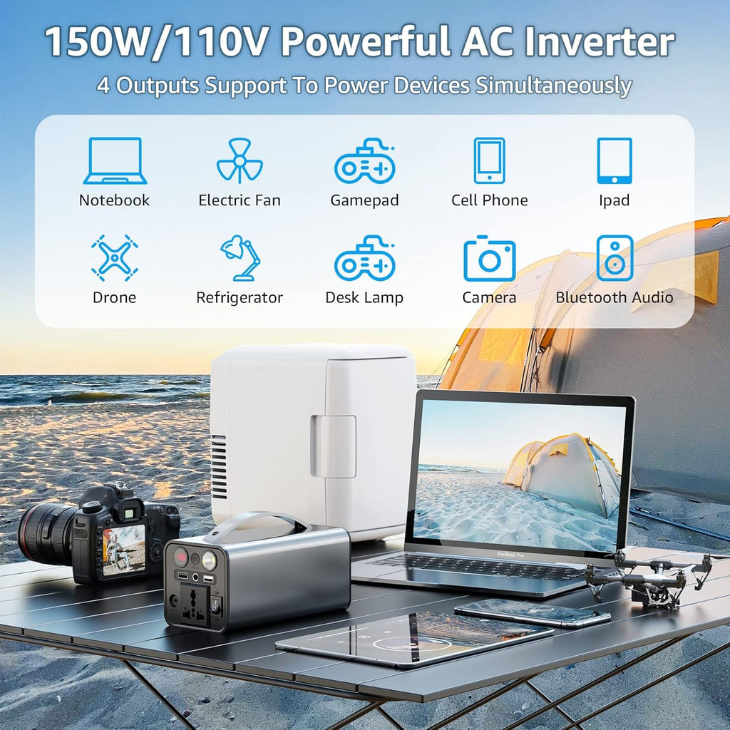150WH Portable Power Station with Dual 110V AC Outlet F77048