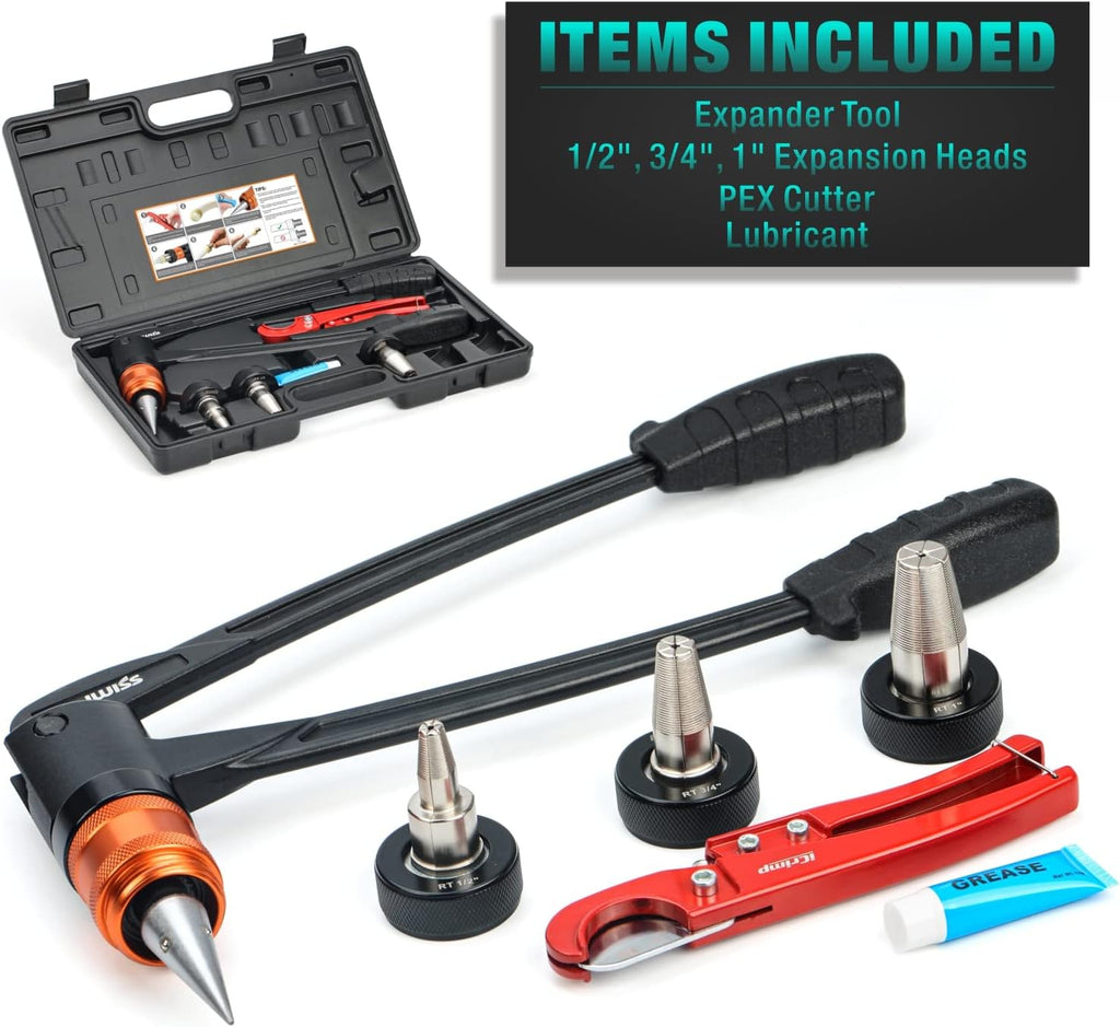 PEX-A Expander Tool Kit with Self-Rotary Expansion Heads 1/2,3/4 and 1-Inch R59677