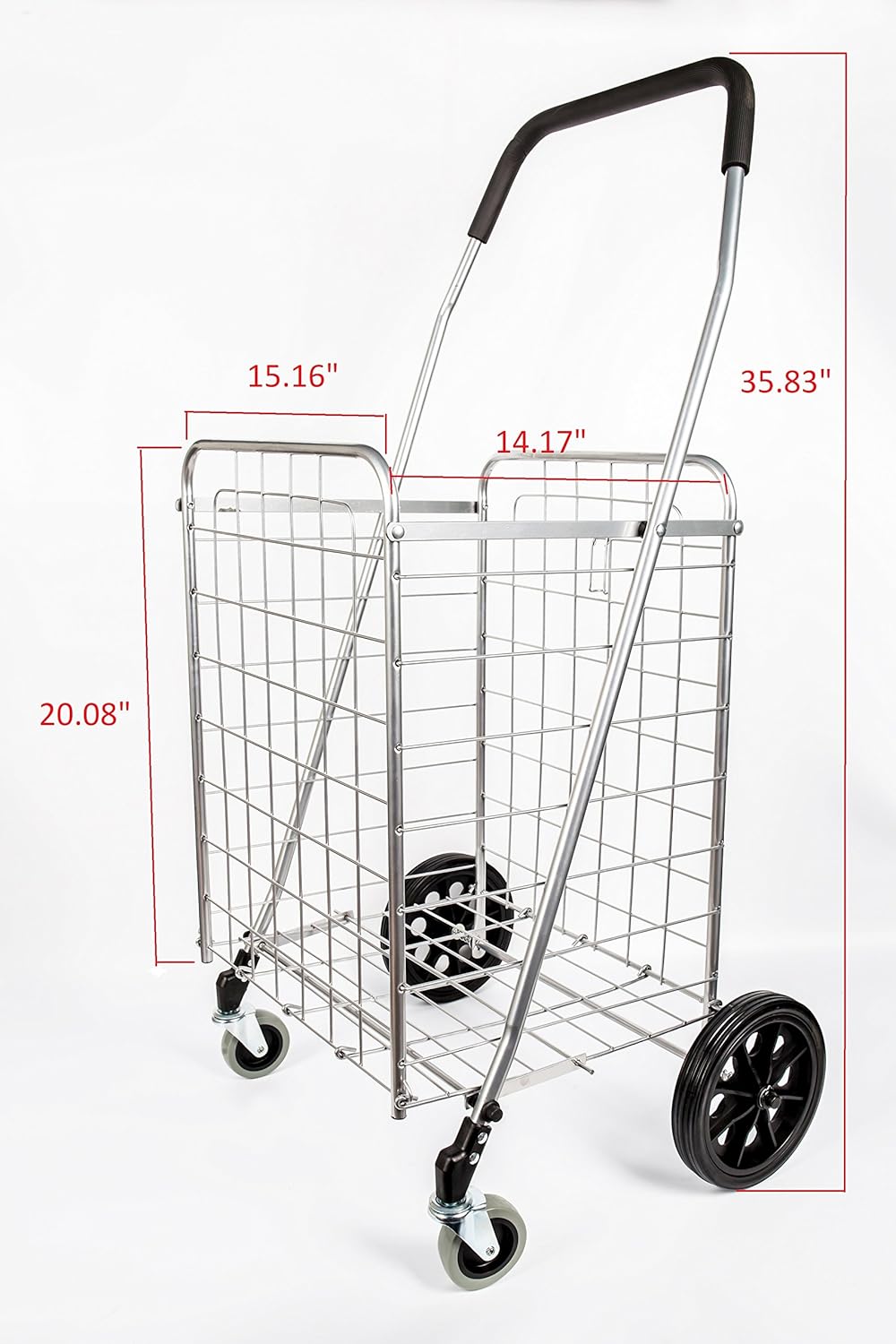 Silver Grocery Laundry Utility Shopping Cart with Swivel Wheels H248