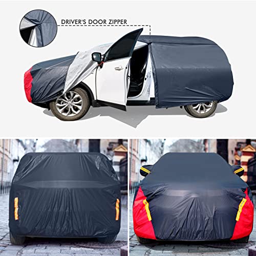 6 Layers Waterproof Outdoor Car Cover with Zipper Cotton for Sedan (190-195 inch) H200