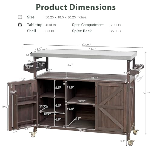 Natural Solid Wood Outdoor Kitchen Island with Stainless Steel Top C54716
