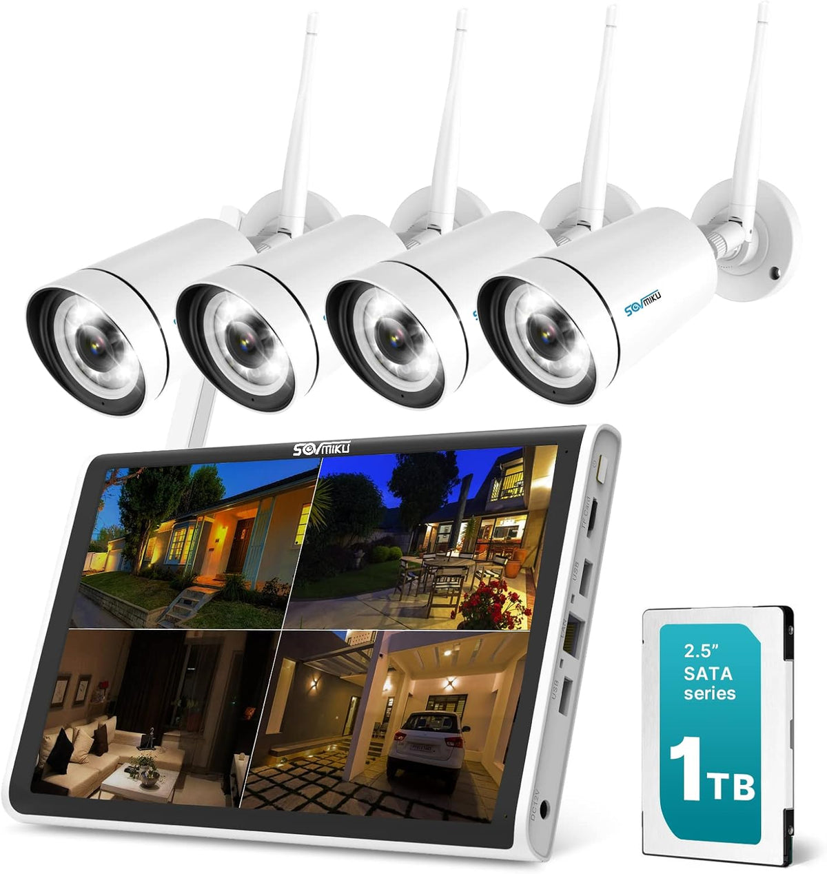 2K 2-Way Audio WiFi Security Camera System Outdoor, 8Ch Expandable NVR, 1TB HDD Q8493