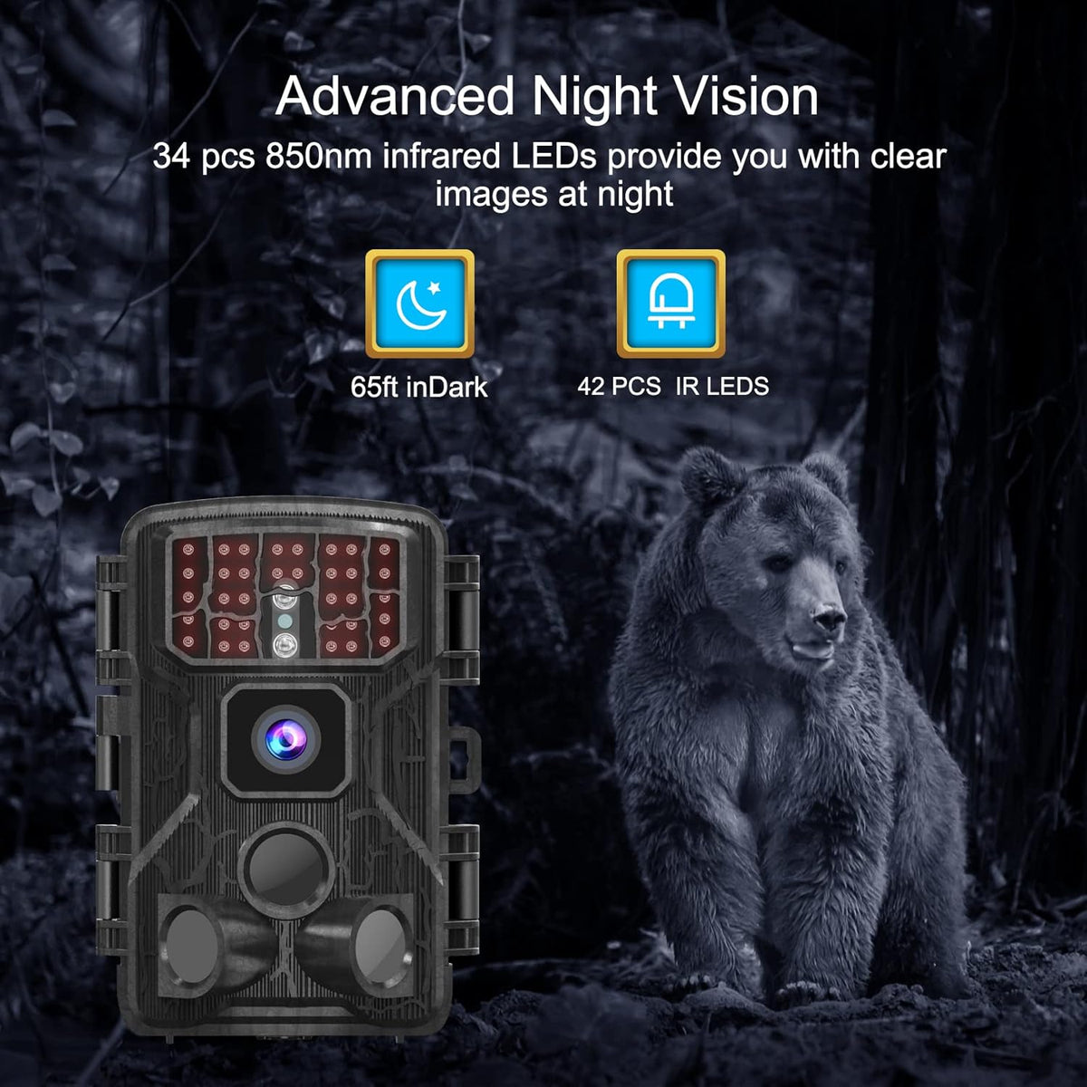 4K 30MP WiFi Bluetooth Trail Camera with Night Vision Motion Activated Waterproof E6005