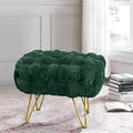 Pink Soft Faux Ottoman Fuzzy Bench Seat 27"x20"x19" Sturdy Accent Coffee Table Fluffy Shoe Stool with Golden Legs M737