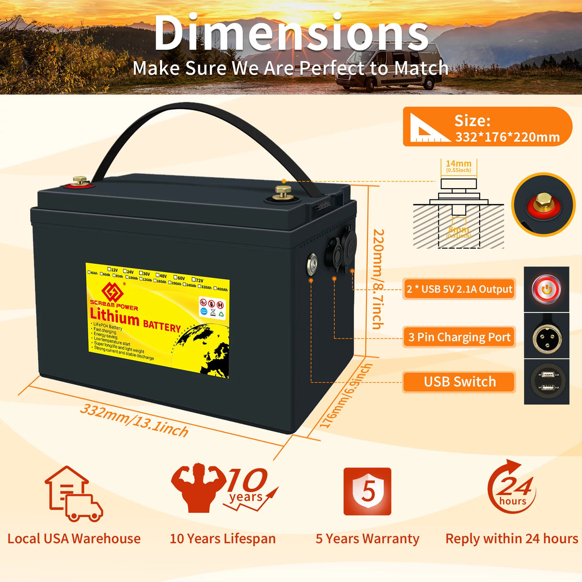 24V 60Ah LiFePO4 Battery with 100A BMS M987230