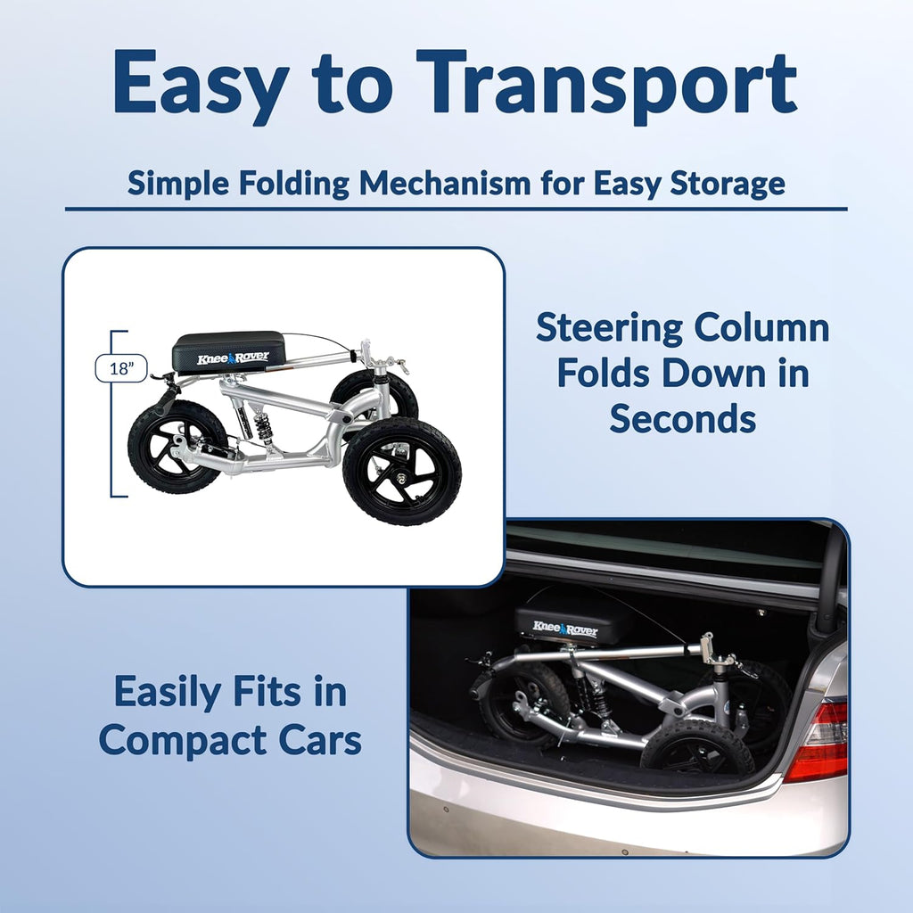 Silver All Terrain Knee Scooter with Shock Absorber T3350