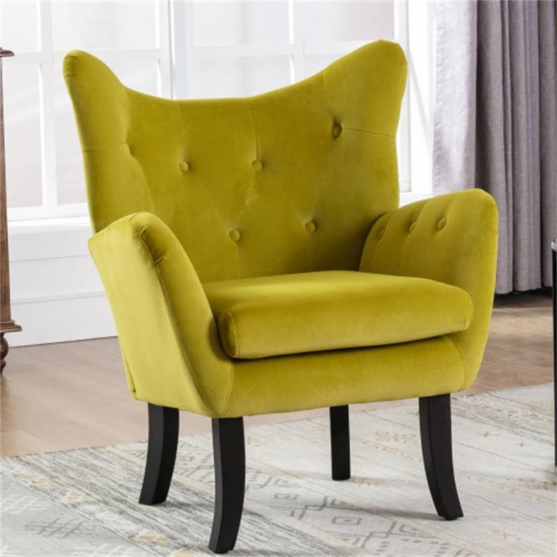 Velvet Accent Chair Armchair with Wooden Legs M568086