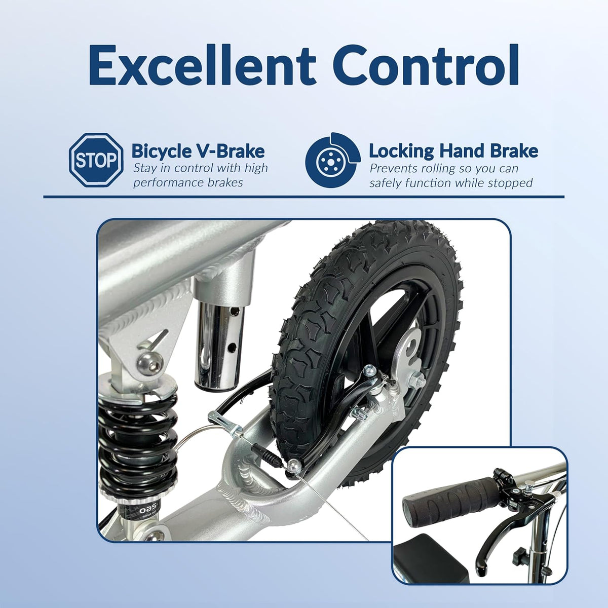 Silver All Terrain Knee Scooter with Shock Absorber T3350