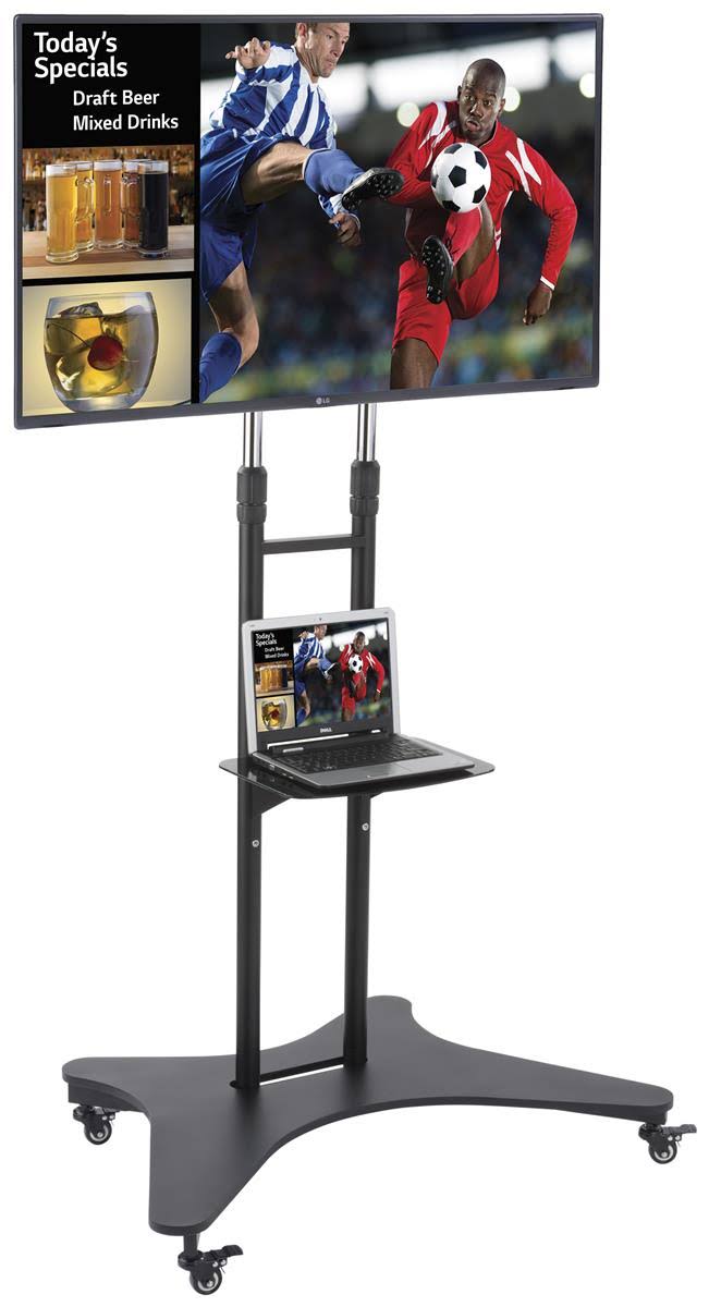 Rolling TV Cart with Shelf, Height Adjustable Black U34774
