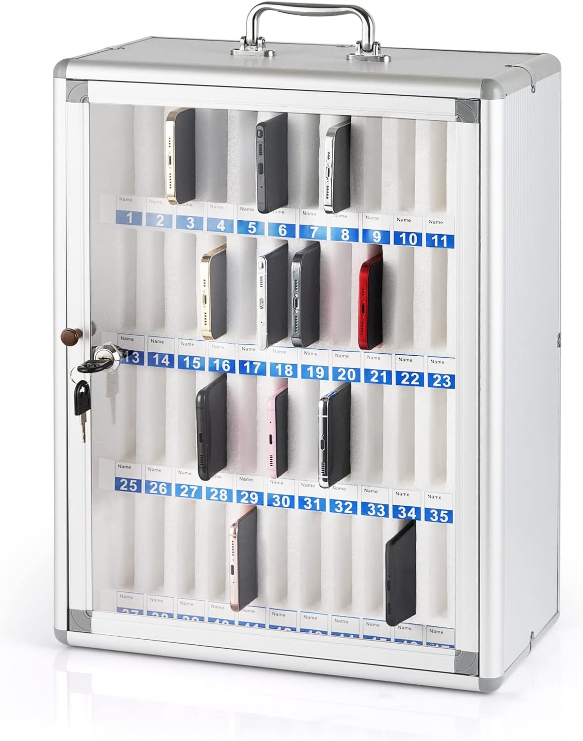 24 Slots Aluminum Alloy Pocket Chart Storage Cabinet E8134