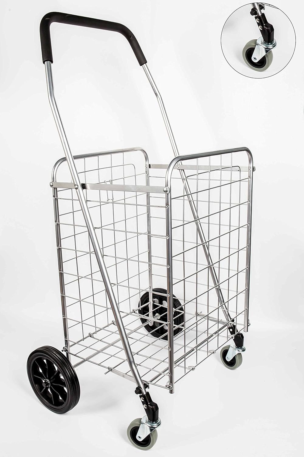 Silver Grocery Laundry Utility Shopping Cart with Swivel Wheels H248