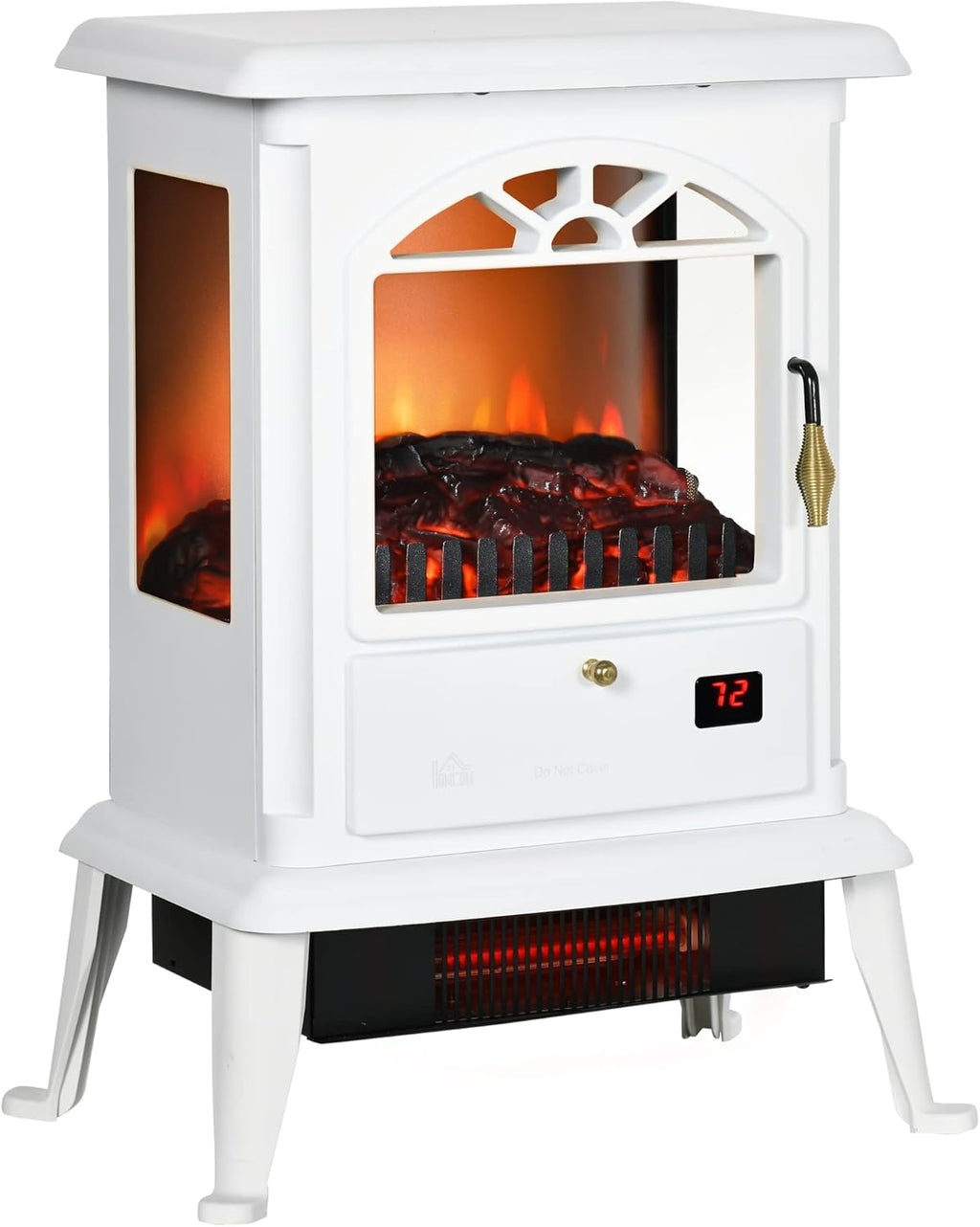 White Electric Infrared Fireplace Stove with Realistic Log Flame F2421