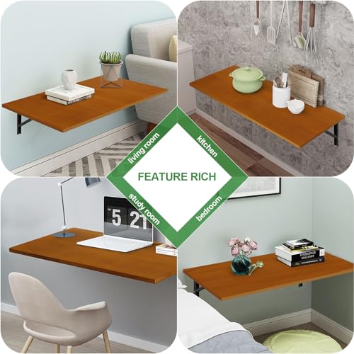 Natural Pine Wood Wall Mounted Folding Table 39 Inch Z46587