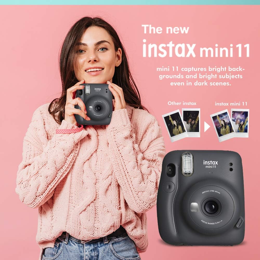 Charcoal Grey Instant Film Camera with 80 Exposures Film V95441