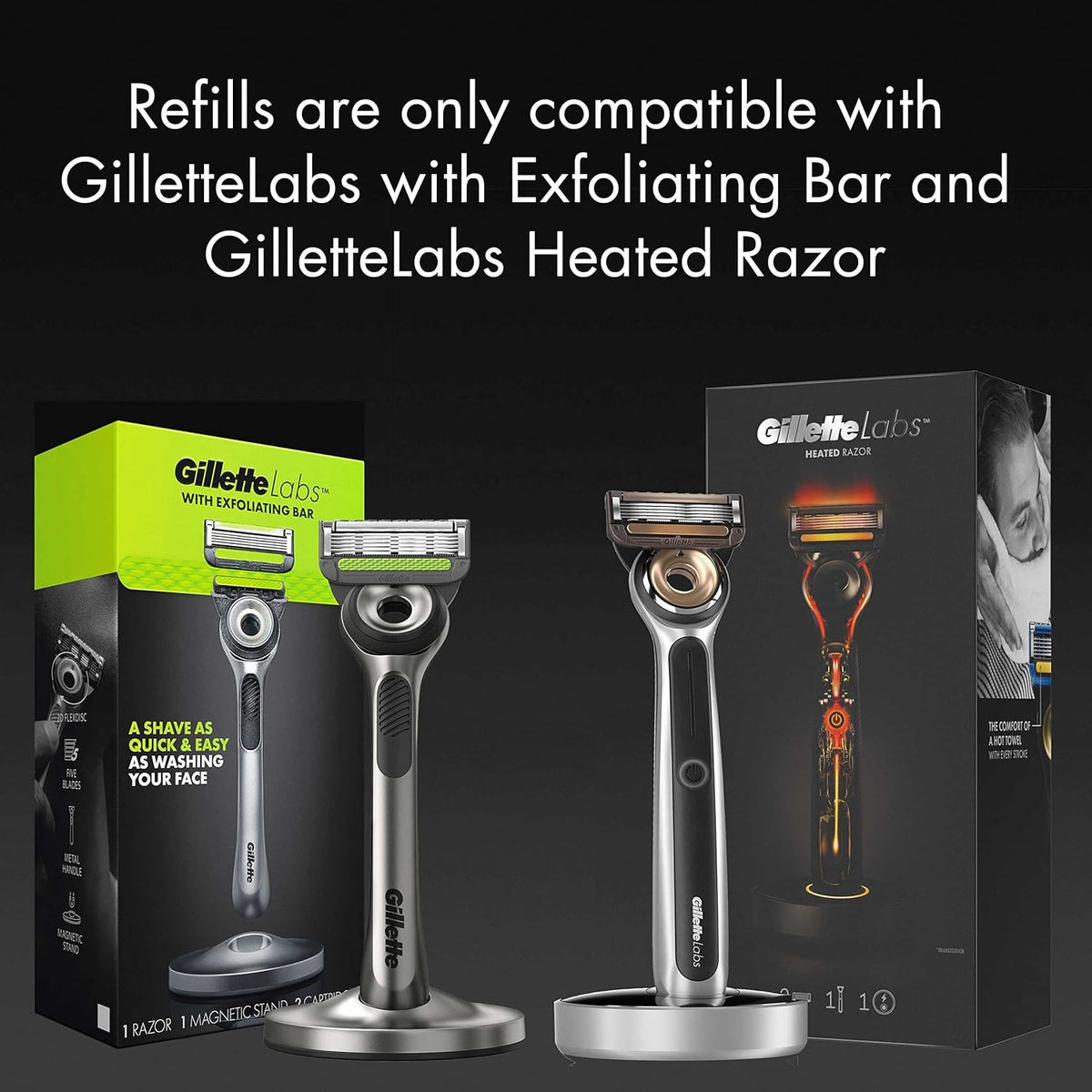 Razors with Exfoliating Bar, Shaving Kit, Includes 1 Handle, 4 Razor Blade Refills, 1 Premium Magnetic Stand R77690