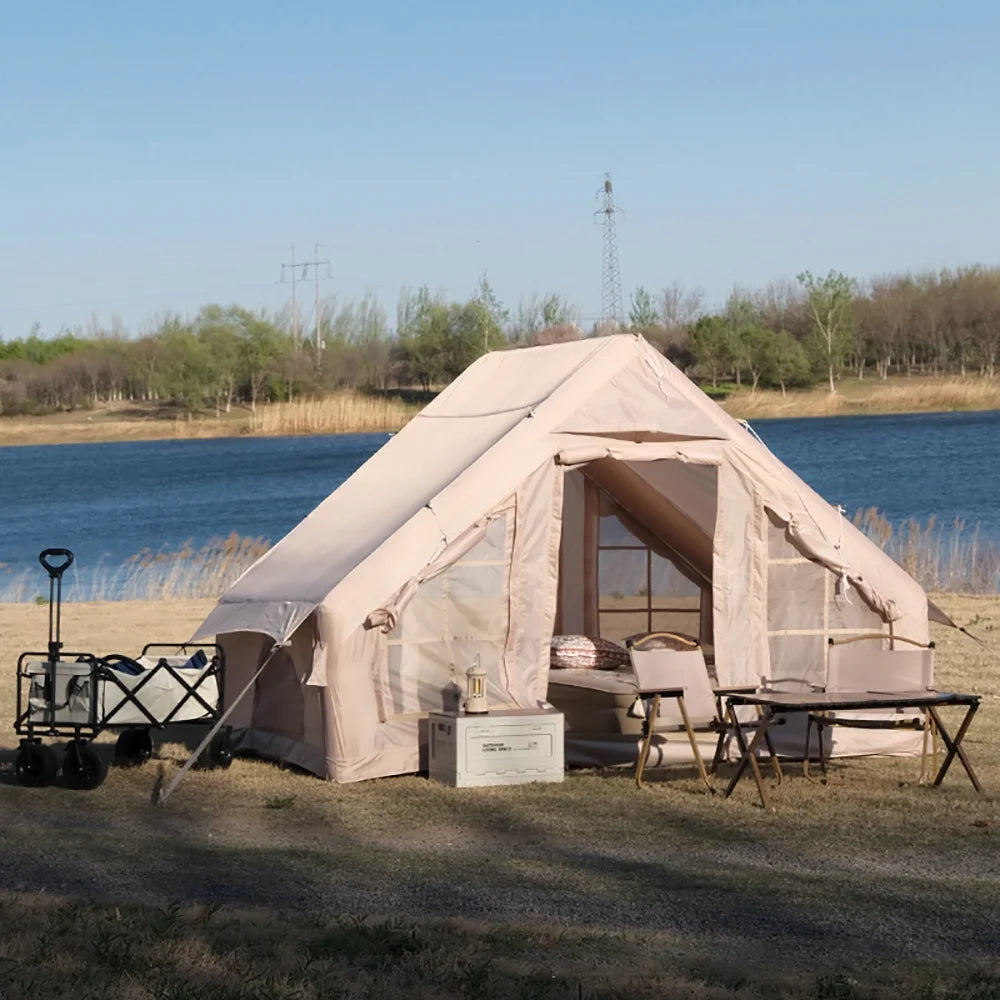 Inflatable Waterproof Windproof Oxford Camping Tent with Electric Pump L202