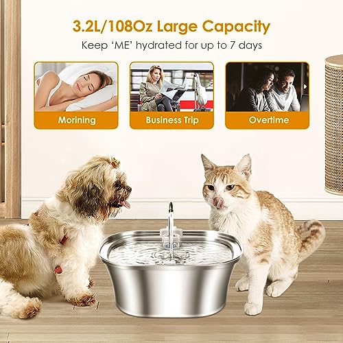 3.2L Stainless Steel Cat Water Fountain G136621