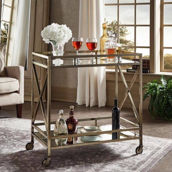 Antique Brass Bar Cart C1376