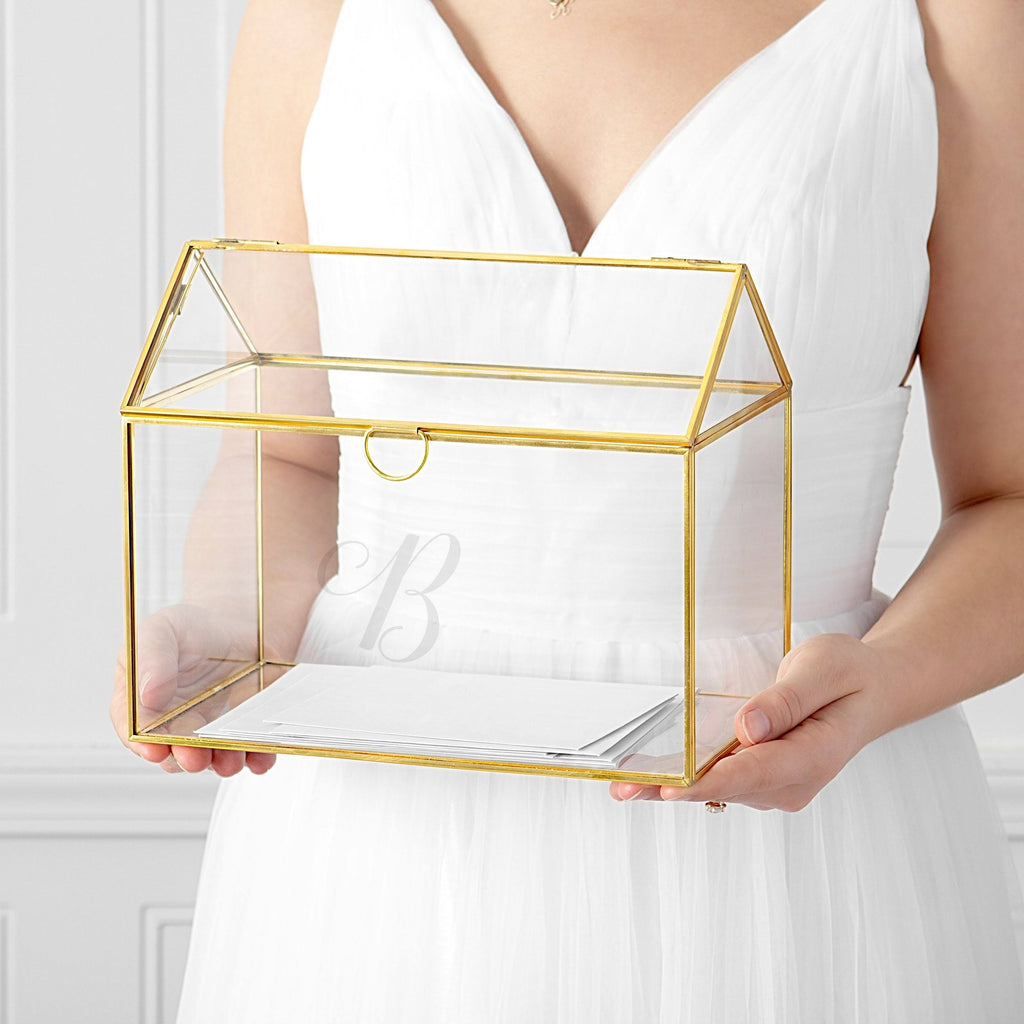 Gold Wedding Glass Terrarium Card Holder F499
