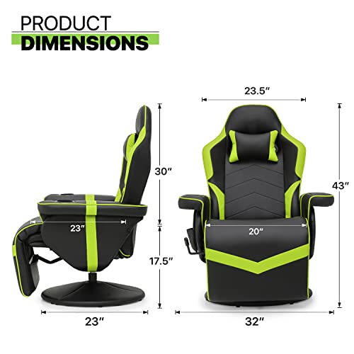 Green PU Leather Massage Gaming Recliner Chair with Adjustable Backrest L72898
