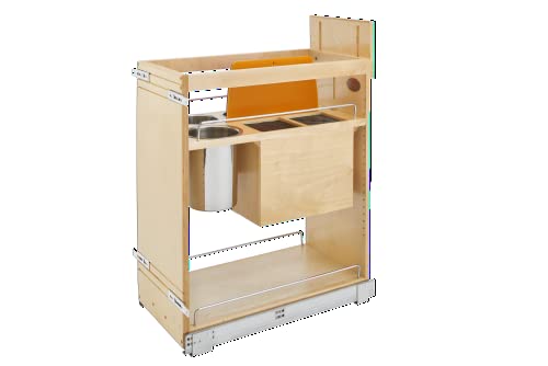 11 Inch Base Pullout Kitchen Cabinet Organizer with Stainless Steel Utensil Storage Bin F676828