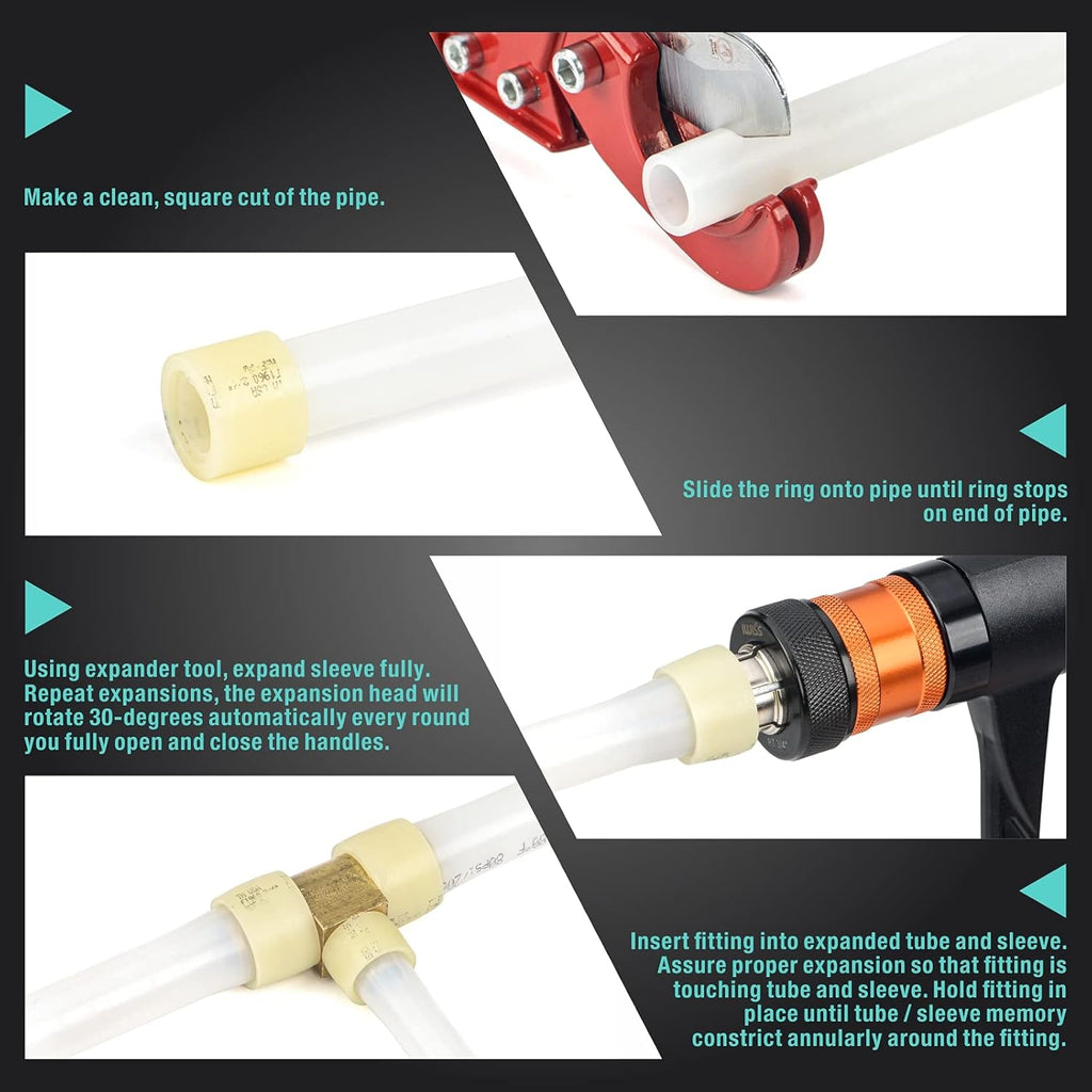 PEX-A Expander Tool Kit with Self-Rotary Expansion Heads 1/2,3/4 and 1-Inch R59677