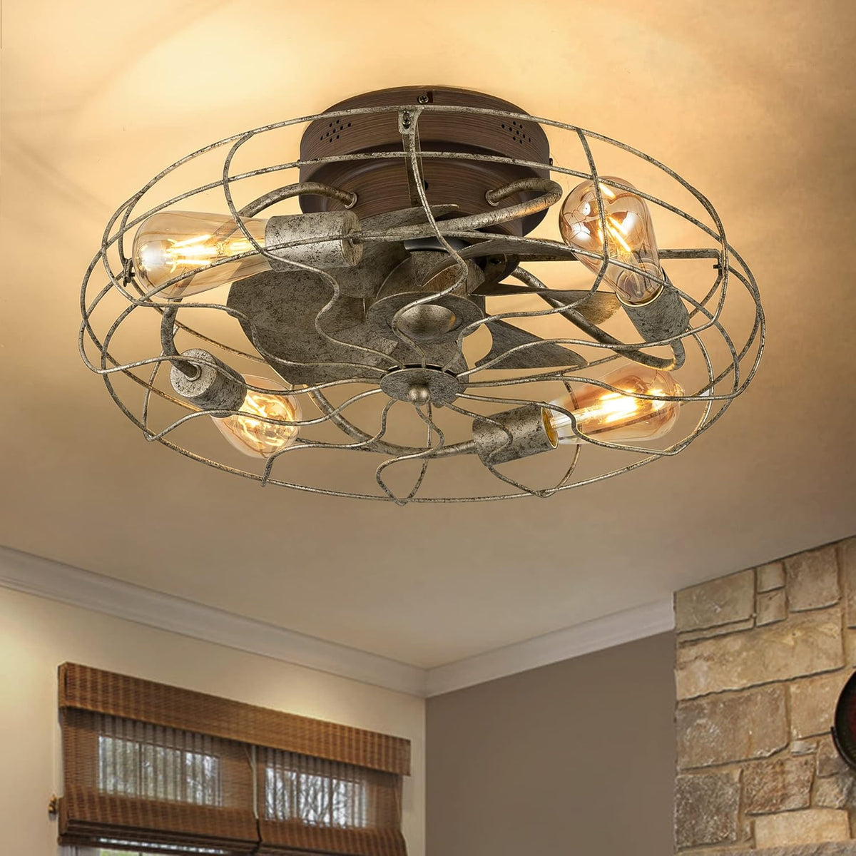 20'' Low Profile Caged Ceiling Fan with Lights Z597