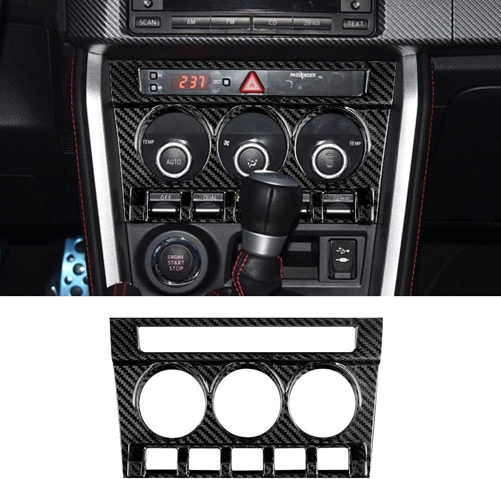 Carbon Fiber Central AC Warning Light Switch Panel Multimedia Cover Sticker Pack of 2 X90074