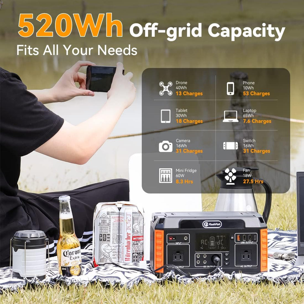 560W Portable Power Station with AC Outlets and USB Outputs K891