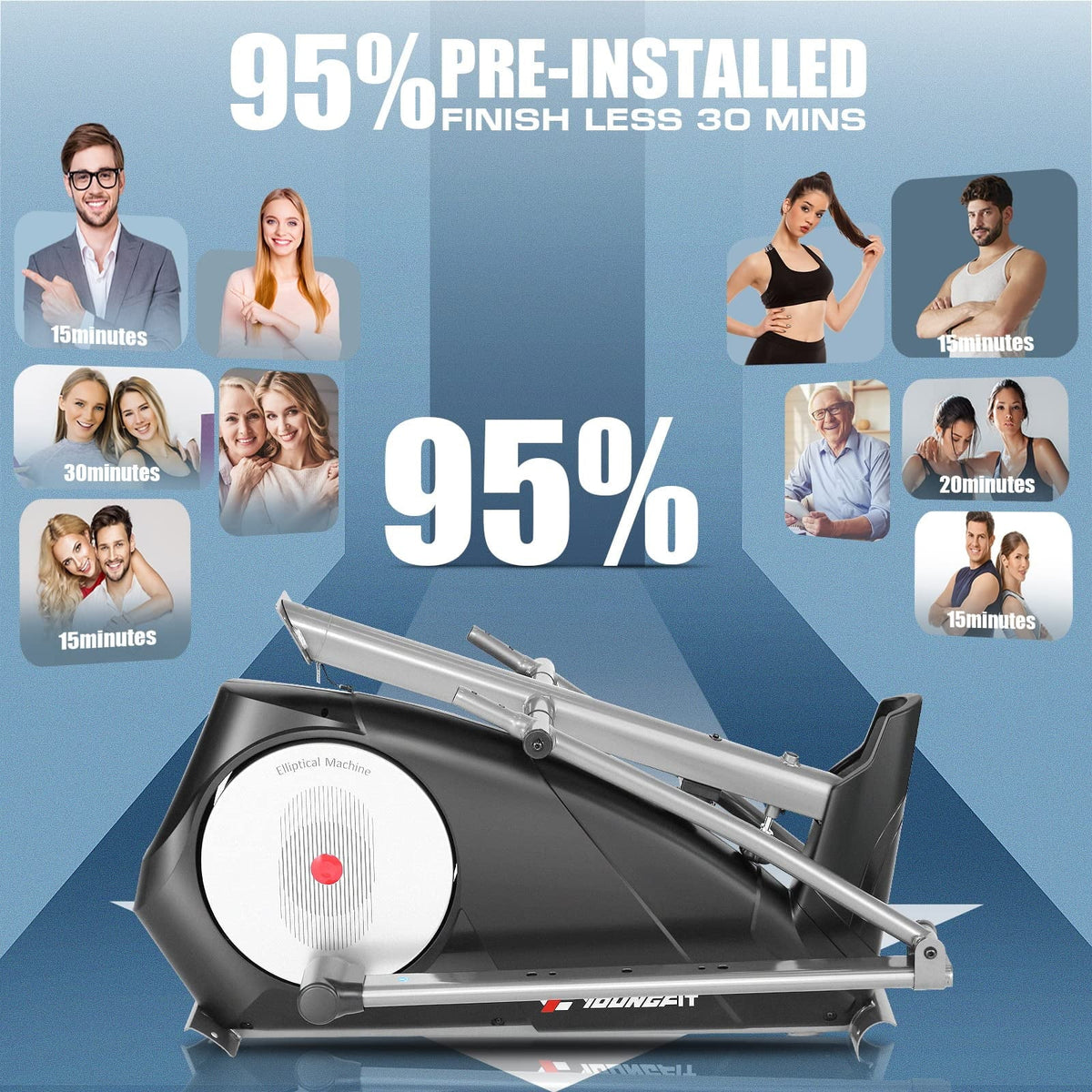 Elliptical Machine with 22 Resistance Levels, LCD Display D12581