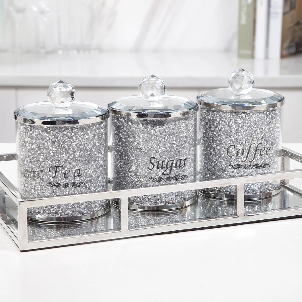 Crushed Diamond Kitchen Canister Set of 3 with Lids P661754