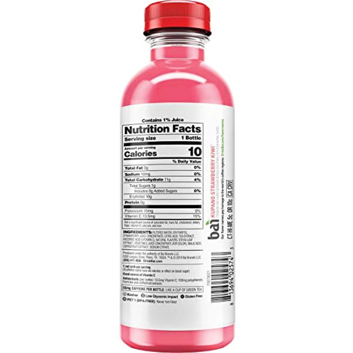 Strawberry Kiwi Antioxidant Infused Beverage, 18 fl oz (Pack of 12) D9236