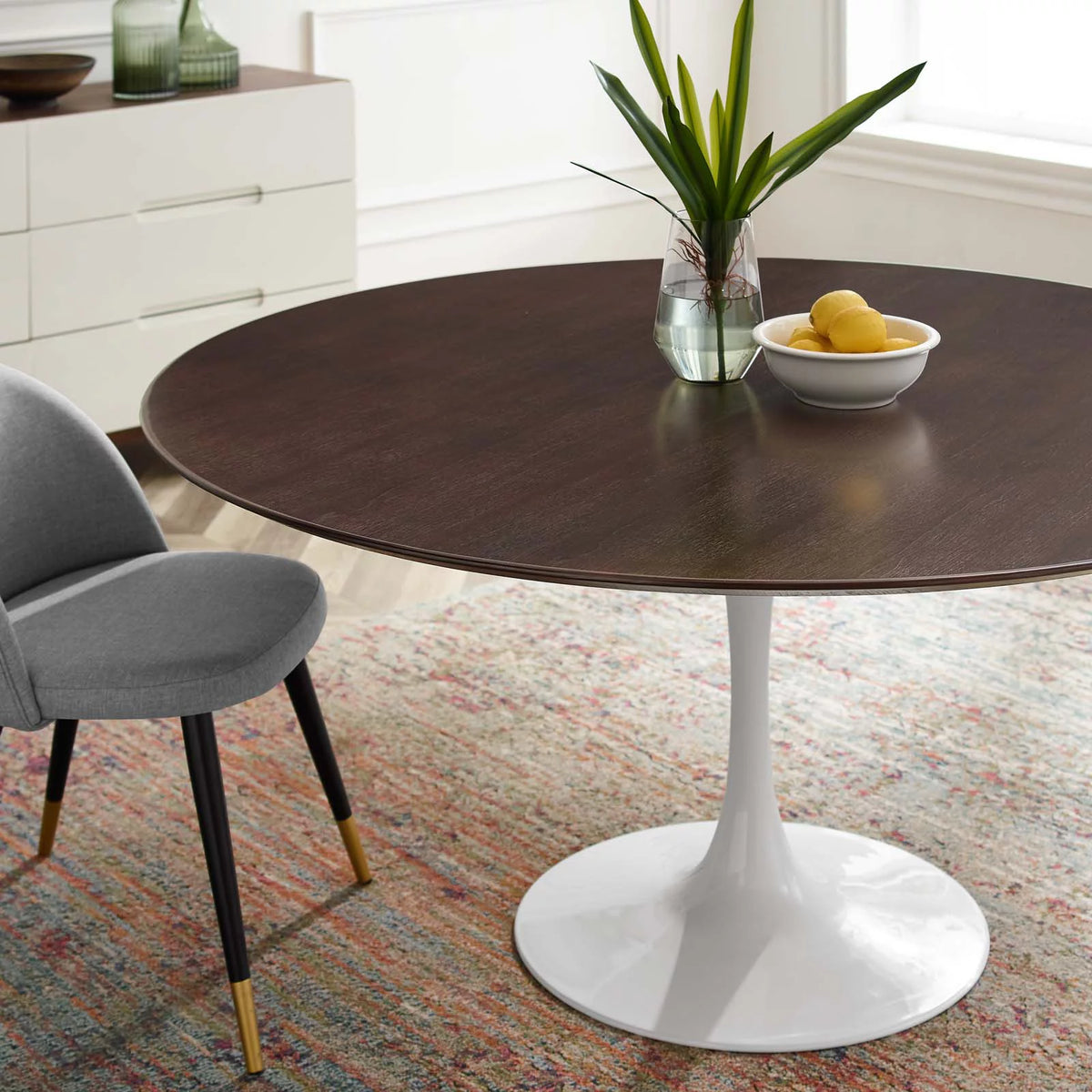 60 inch Round White Walnut Wood Dining Table G934878