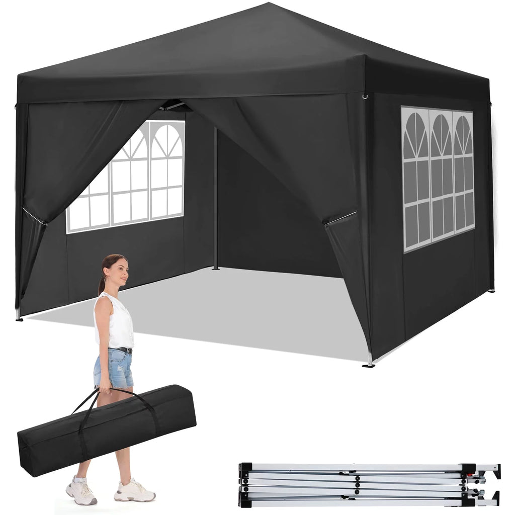 10'x 10' Pop up Canopy with 4 Removable Sidewalls & Carrying Bag, White M368422