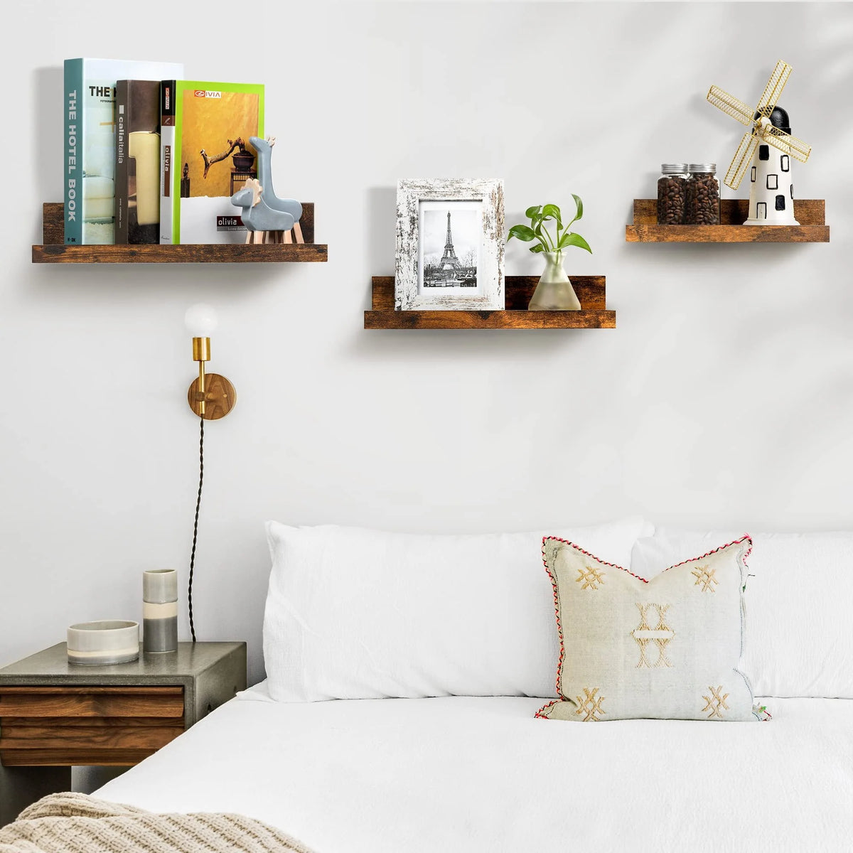 Black Wood Floating Shelves Set of 5 T71102