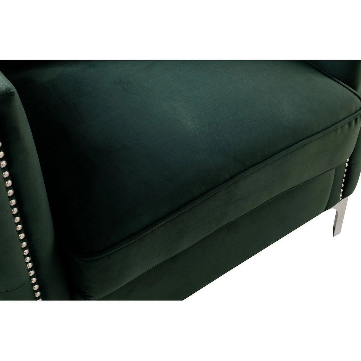 Green Velvet Accent Chair with Pillow C9271