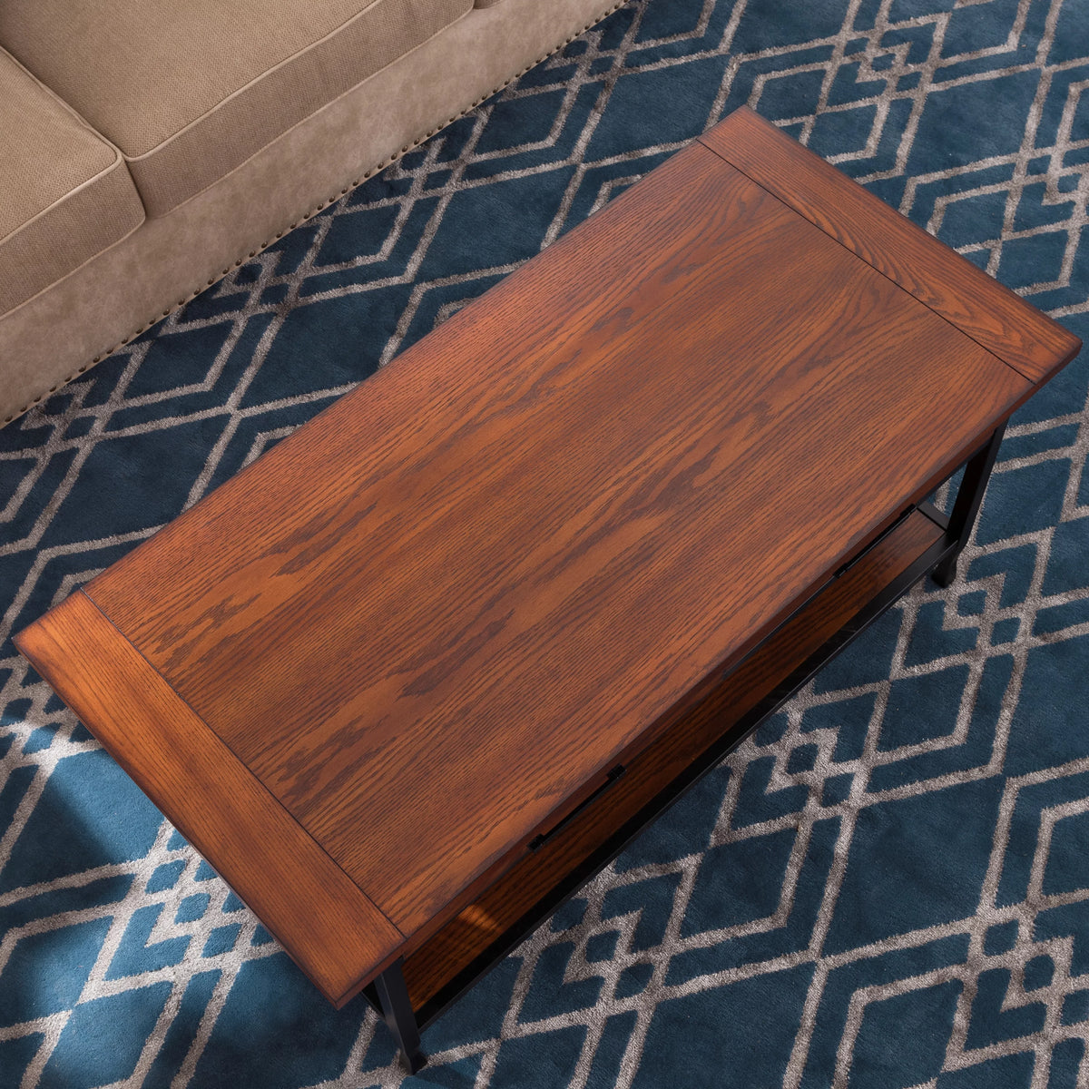 Rustic Two Drawer Coffee Table with Shelf E744976