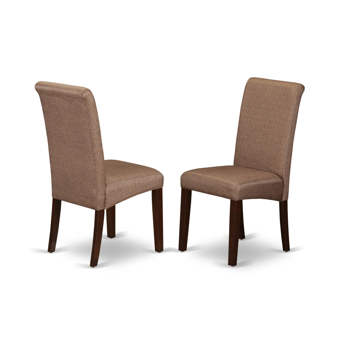 3PC Kitchen Table with Linen Brown Fabric Parson Chairs with Mahogany Chair Legs V15633