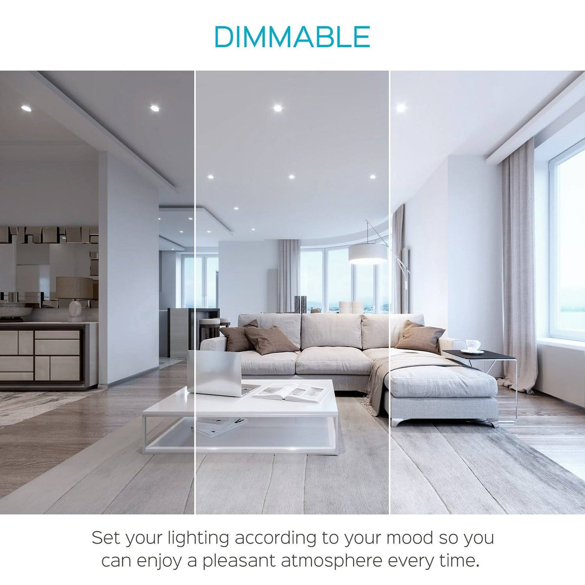 4 inch Square Ultra Thin LED Recessed Light with Junction Box, 10W, 5000K Dimmable, 650 Lumens O342895