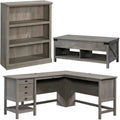 3 Piece Set with 3-Shelf Bookcase L-Shape Computer Desk Coffee Table V743