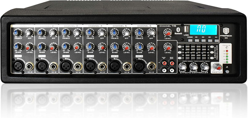 8 Channel Powered Mixer with Built In Effects & USB Audio Interface H23729