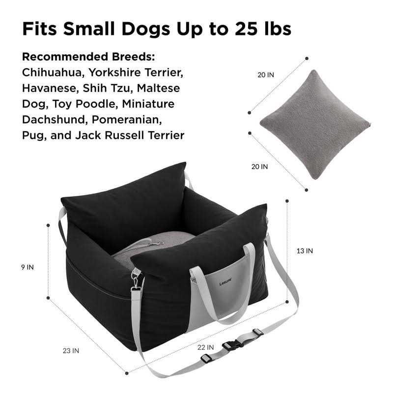 Small Dog Car Seat with Storage Pockets and Safety Leash L4831