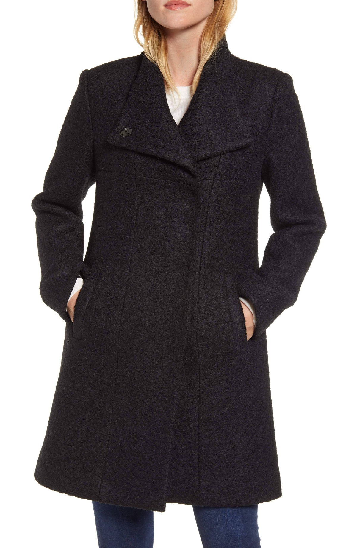 Black Boucle Walker Coat X5374