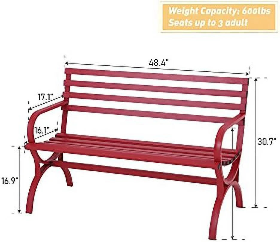 Outdoor Garden Patio Bench with Backrest and Armrest Black V81322