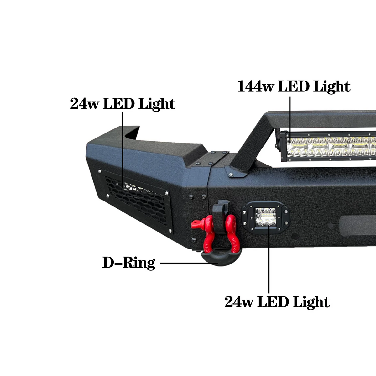 Black Steel Front Bumper with Winch Plate and LED Lights Z74761