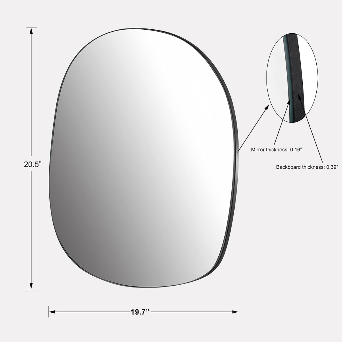 Asymmetrical Wall Mounted Mirror, 19.7 x 20.5 Inches E134