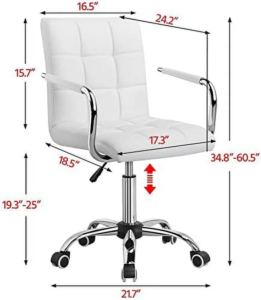 Adjustable Swivel Faux Leather Office Chair White Y412
