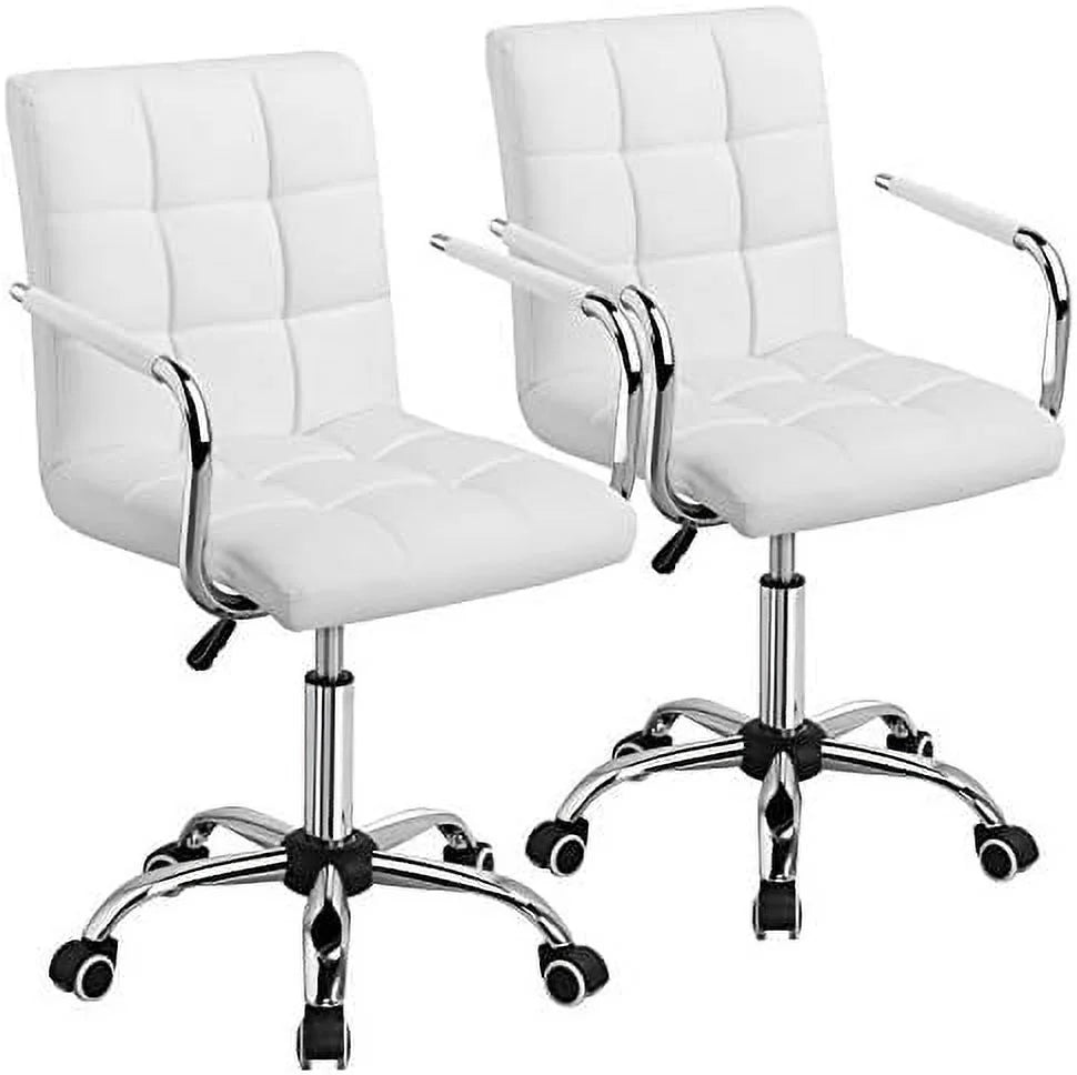 Adjustable Swivel Faux Leather Office Chair White Y412